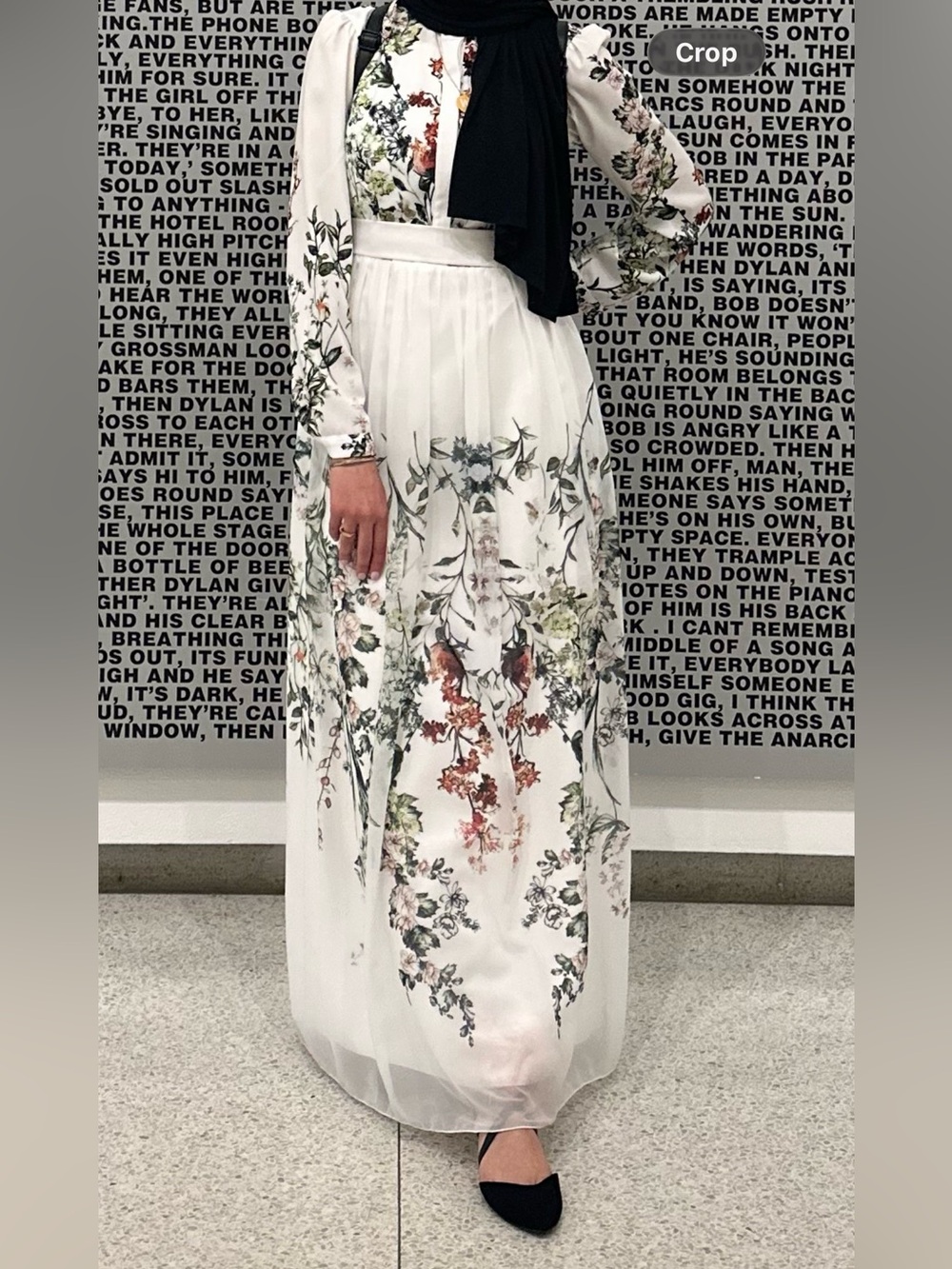 Annah Hariri Floral Overlay Maxi Hijab Dress